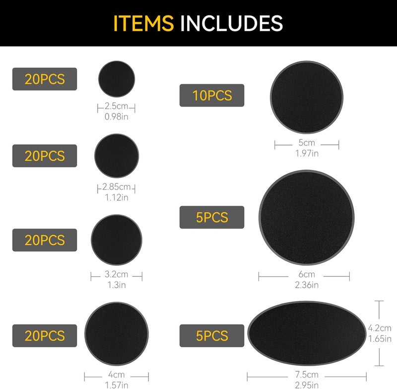 FIGURESLAB Store 100PCS Mix Black Miniature Bases with 7 Different Sizes, Model Base Wargame Accessories for Gaming Miniatures or Wargames Table Top Games - Image 2